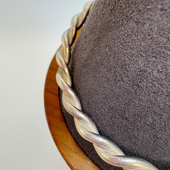 VTG Solid Sterling Silver 925 Twist Design Bangle Bracelet Size 7.5" Fit - Picture 6 of 10